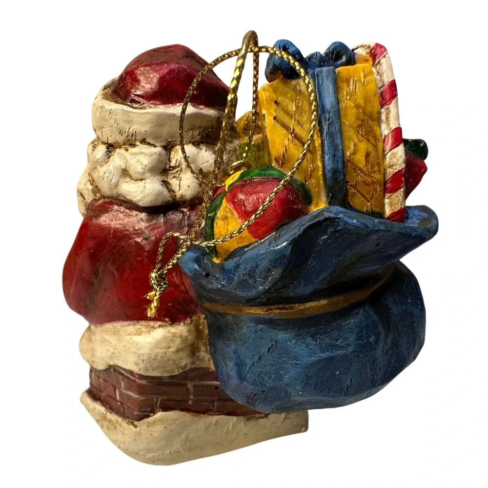 Vintage Santa Merry Christmas Chimney Resin Christmas Tree Ornament‎
